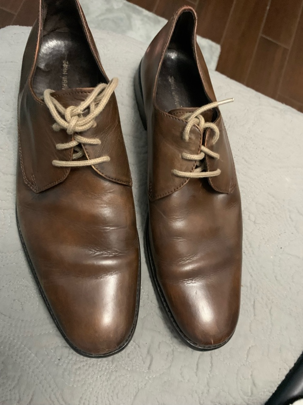 John Varvatos Brown Leather Oxfords